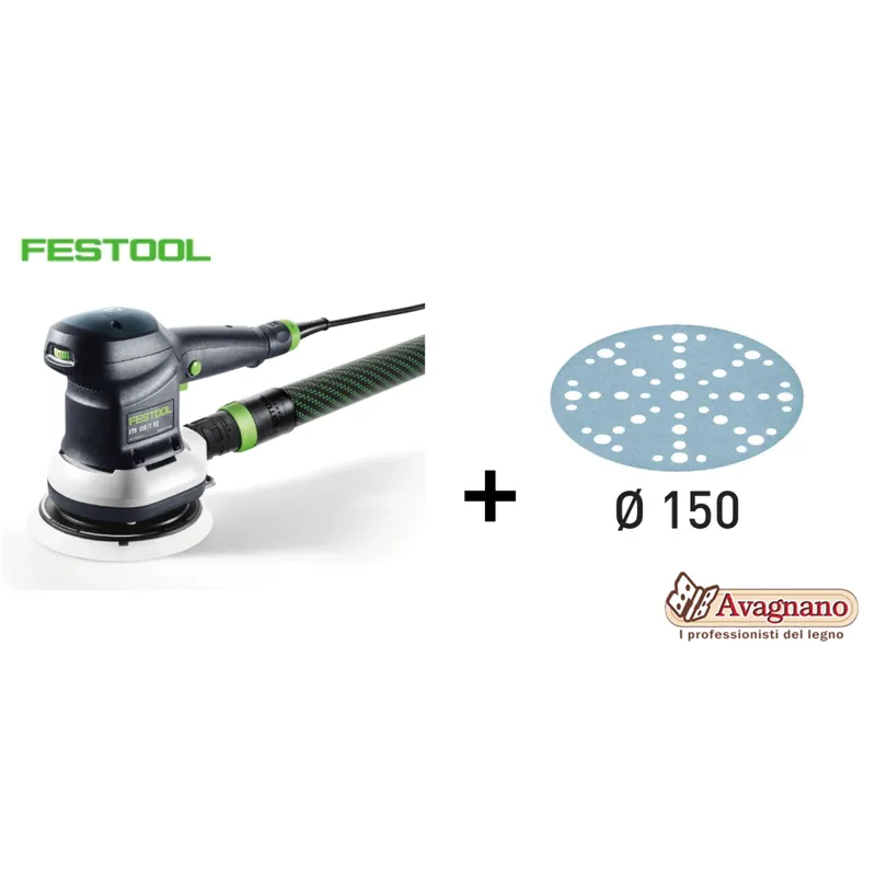 Speciale Aanbieding KIT Levigatrice orbitale ETS 150/3 o 150/5 EQ + 500 Dischi Granat Festool