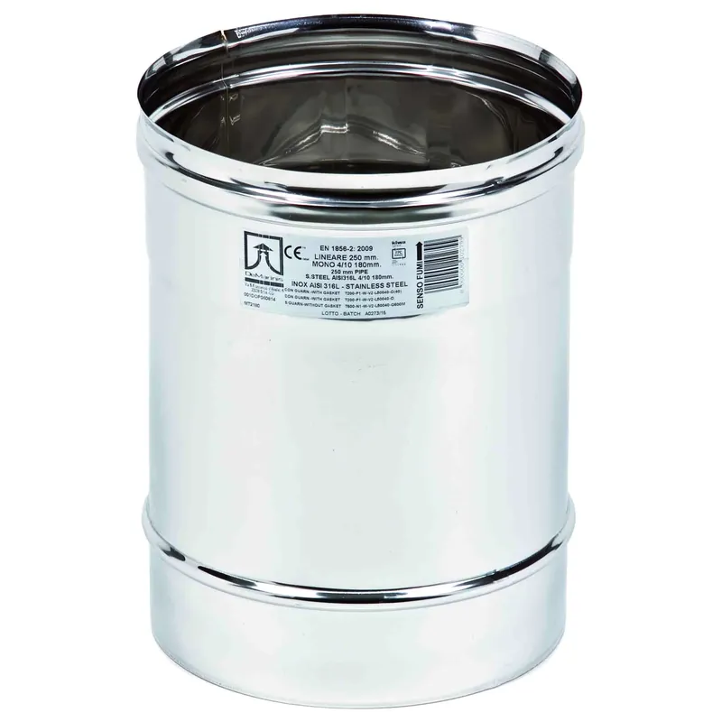 Canna fumo monoparete altezza 25 cm acciaio inox Mono De Marinis Canna fumo monoparete altezza 25 cm acciaio inox Mono De Marinis Echome Populair
