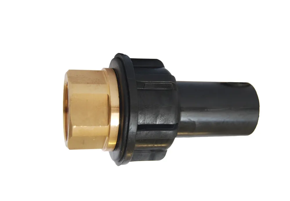 Giunto transizione ottone femmina PE 100 Wavin 1 1/2”x50 Nieuw