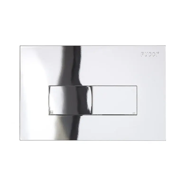 Placca comando doppio pulsante rettangolare scarico WC Eco Pucci Placca comando doppio pulsante rettangolare scarico WC Eco Pucci Echome Koopje