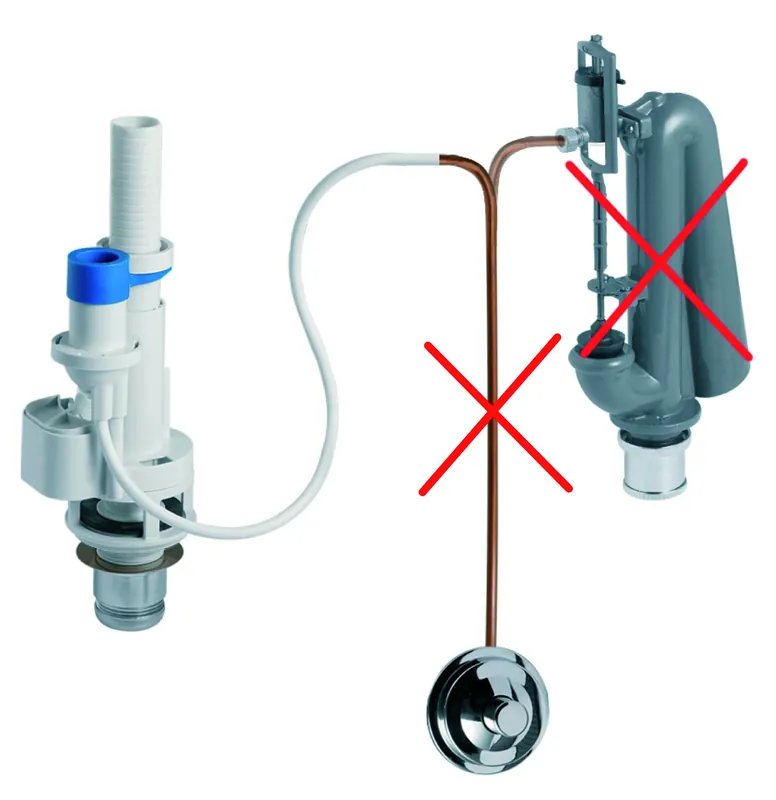 Meccanismo pneumatico cassetta alta porcellana scarico WC CR Meccanismo pneumatico cassetta alta porcellana scarico WC CR Echome Op = Op
