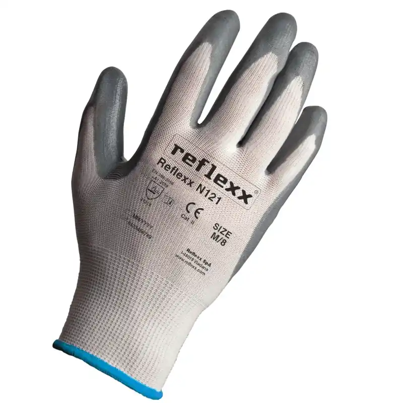 Guanti riusabili supportati in maglina bianca e nitrile grigio Reflexx N121 L/9 Gecertificeerd