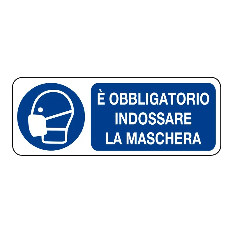 Cartello alluminio obbligo maschera orizzontale 333x125 mm Seizoensaanbieding