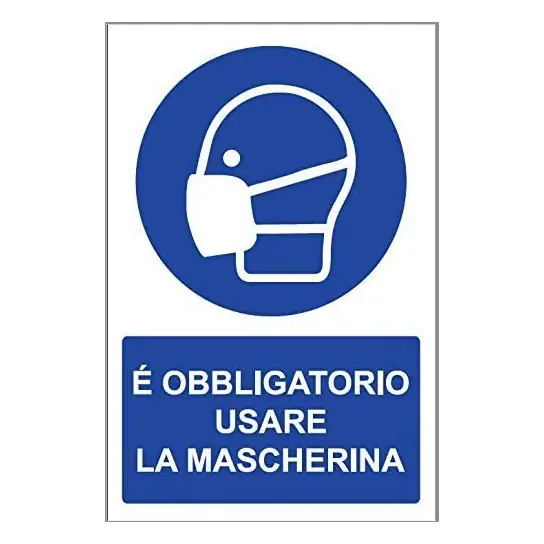 Populair Cartello alluminio obbligo mascherina verticale Cartello alluminio obbligo mascherina verticale Echome