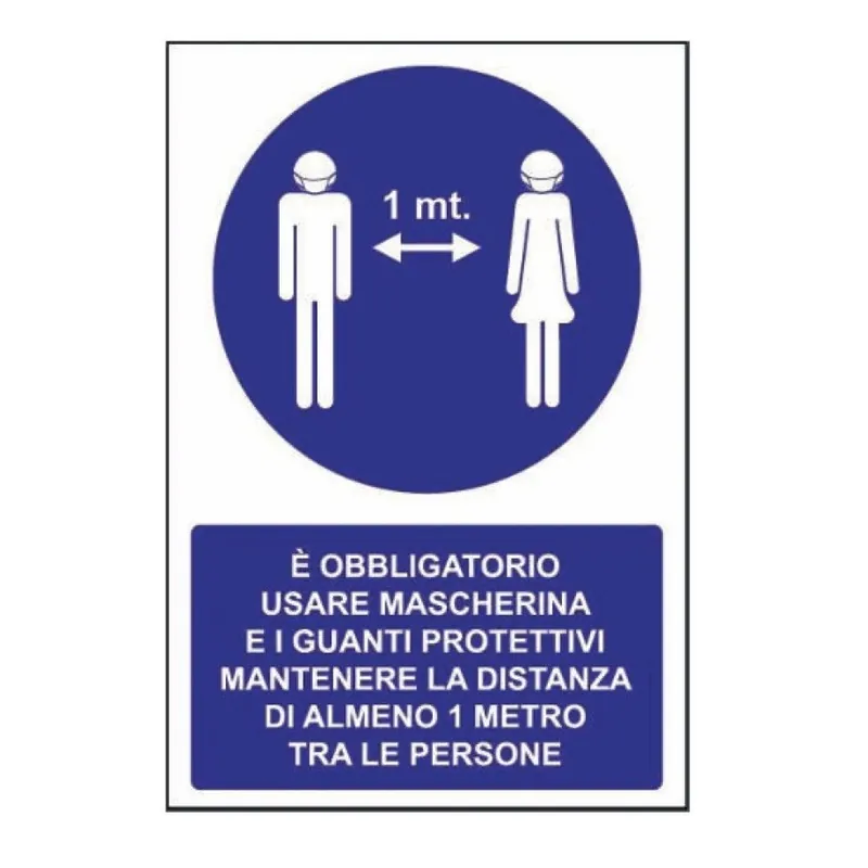 Nieuw Cartello alluminio mascherina guanti distanza Cartello alluminio mascherina guanti distanza Echome